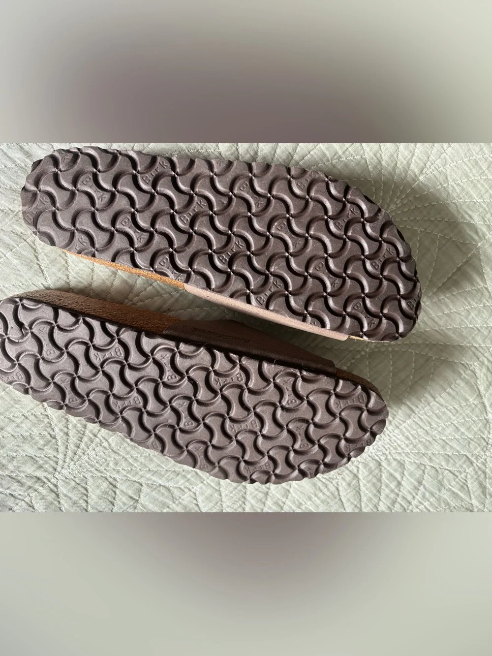 Birkenstock Brown Single-Band Slide Sandals